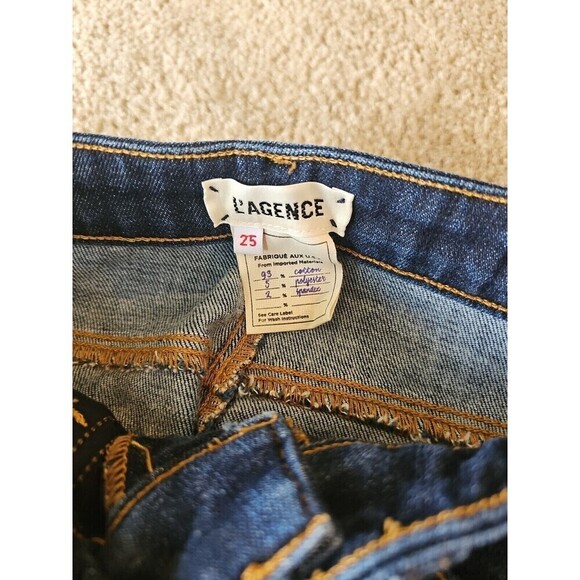 L'agence Margot Jean High Rise Skinny Montclair Dark Denim Ankle Crop Stretch 25 - Picture 5 of 6